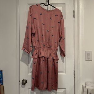 Vintage Silk dress, freesize fit S